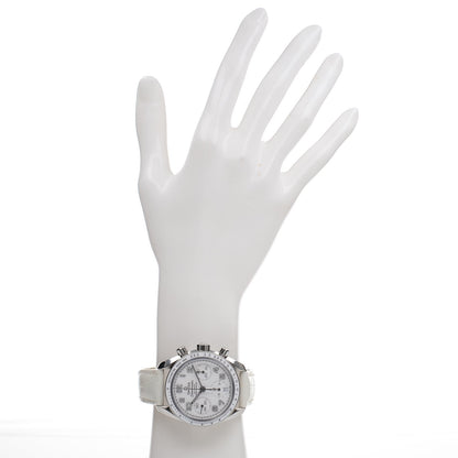 Omega Stainless Steel Alligator 38mm Speedmaster Automatic Chronograph Watch White 324.33.38.40.04.001 2 of 6