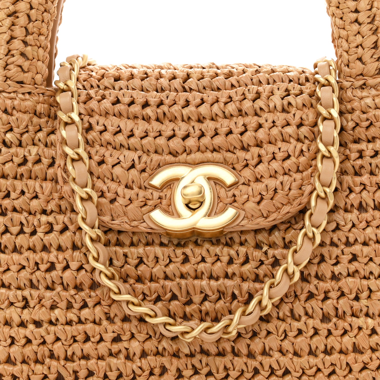 Chanel Braided Raffia Nano Kelly Flap Bag Dark Beige 8 of 10