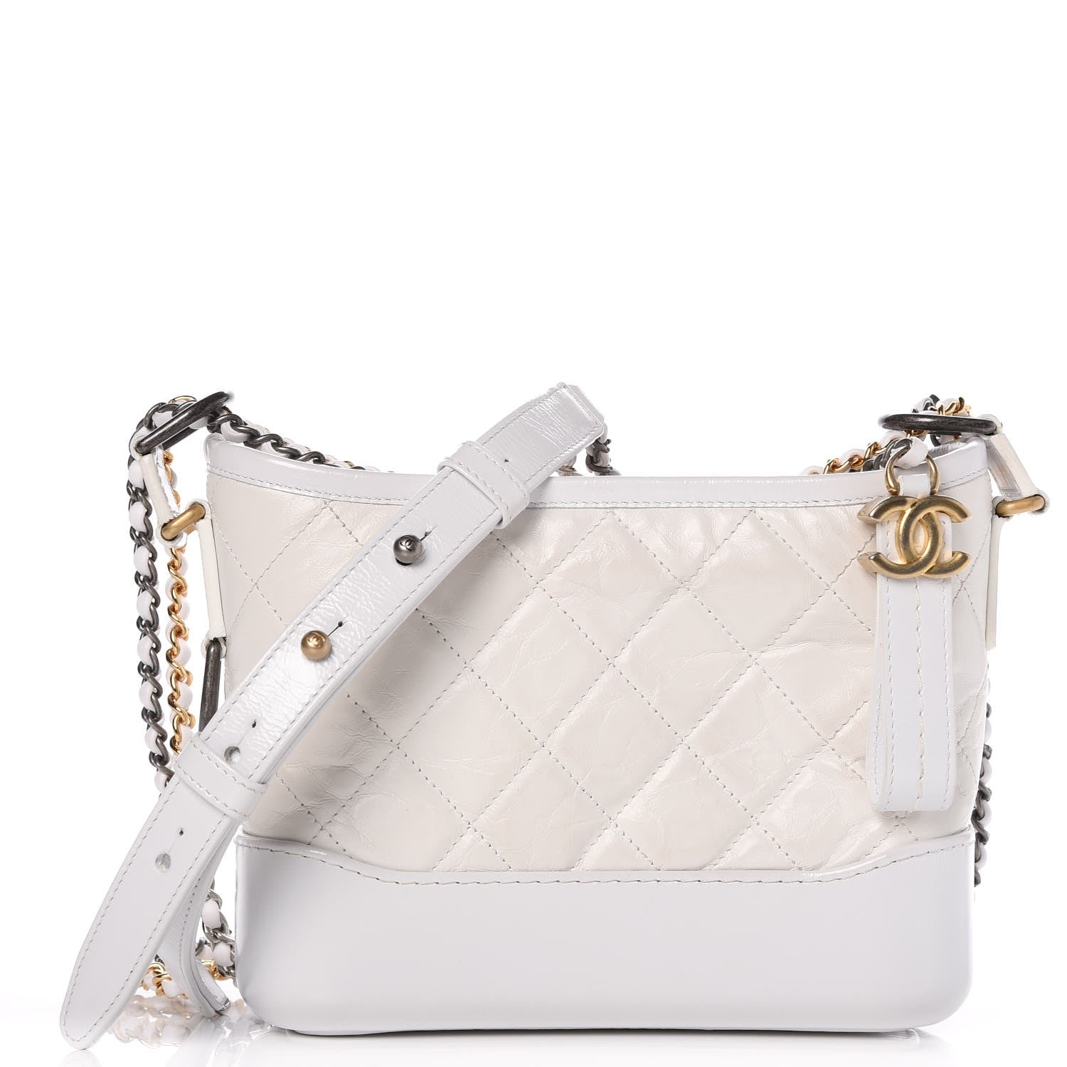 Chanel Aged Calfskin Quilted Small Gabrielle Hobo White 1 of 8