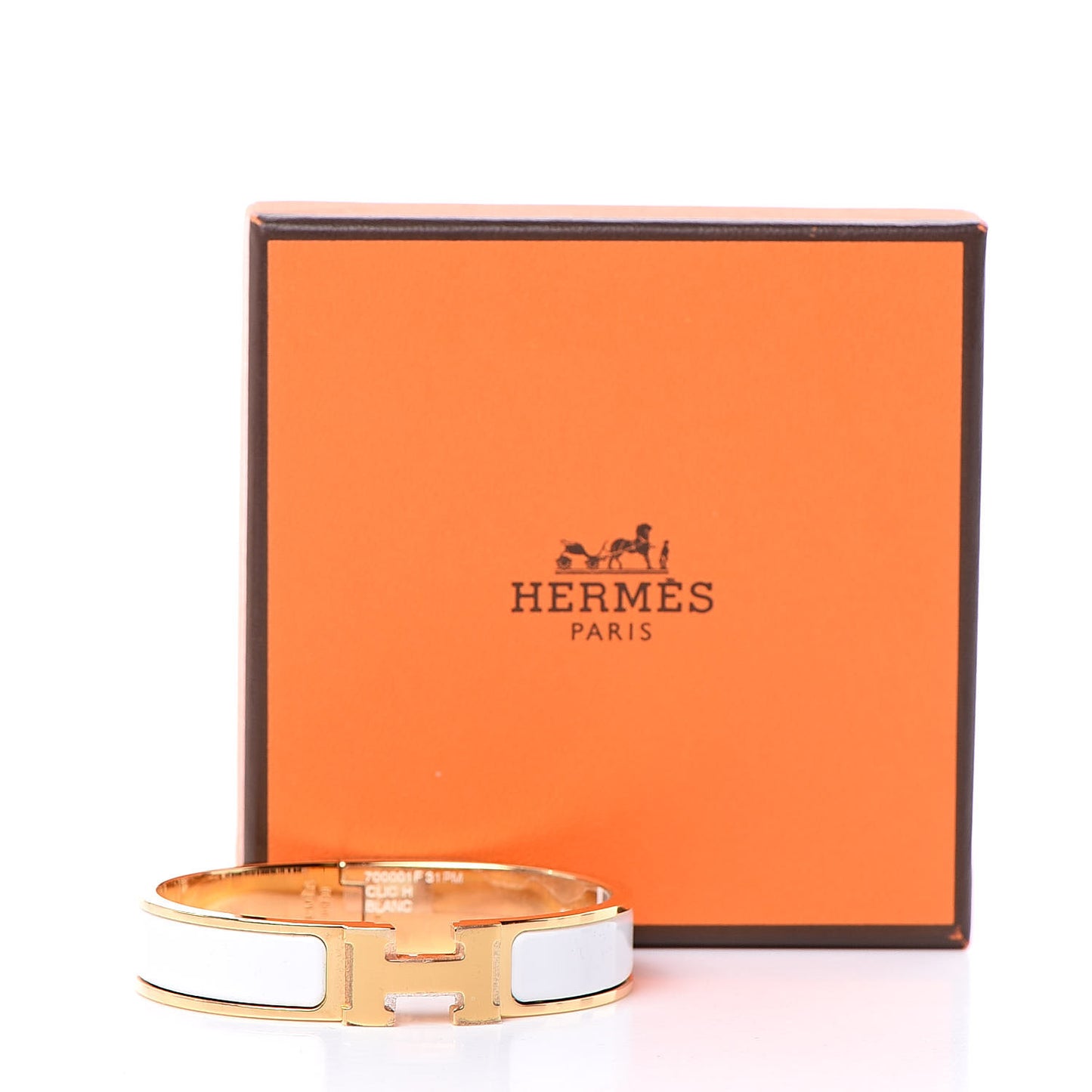 Enamel Narrow Clic Clac H Bracelet PM White