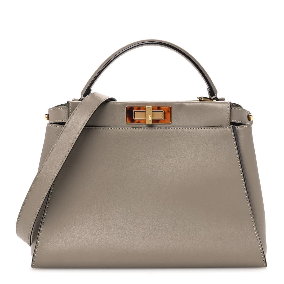 Vitello Seta Shiny Nappa Plexiglass Medium Peekaboo I SEE U Satchel Tortora
