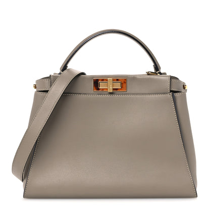 Fendi Vitello Seta Shiny Nappa Plexiglass Medium Peekaboo I SEE U Satchel Tortora 1 of 9