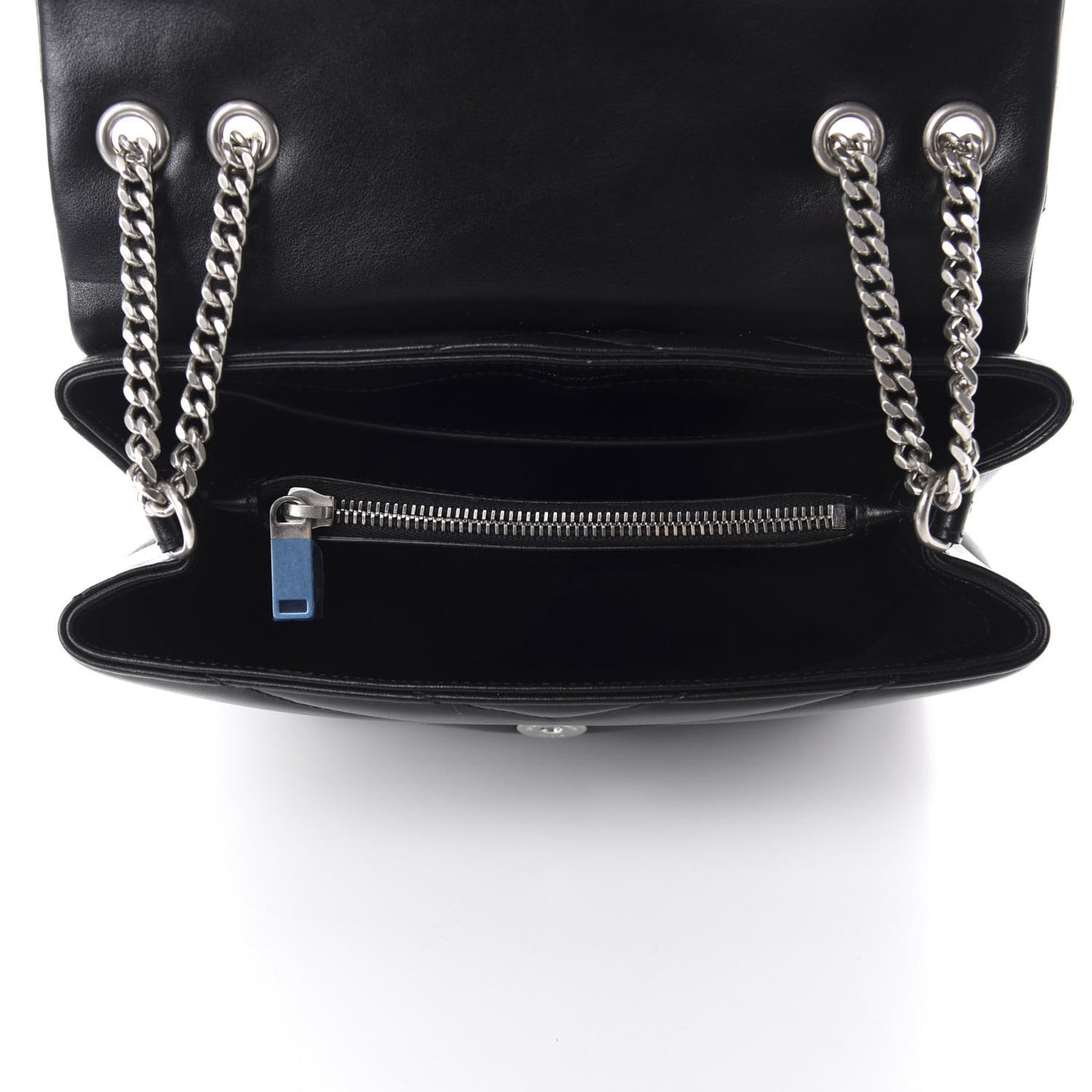 Calfskin Y Quilted Monogram Small Loulou Chain Satchel Black