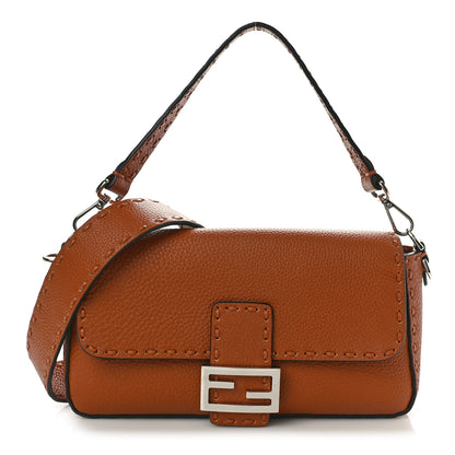 Fendi Cuoio Roma Sellerissima Nappa Sintetica Tape Stitch Baguette Brandy 1 of 9