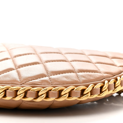 Chanel Shiny Crumpled Lambskin Quilted Large Trendy Chain Around Hobo Dark Beige 9 of 17