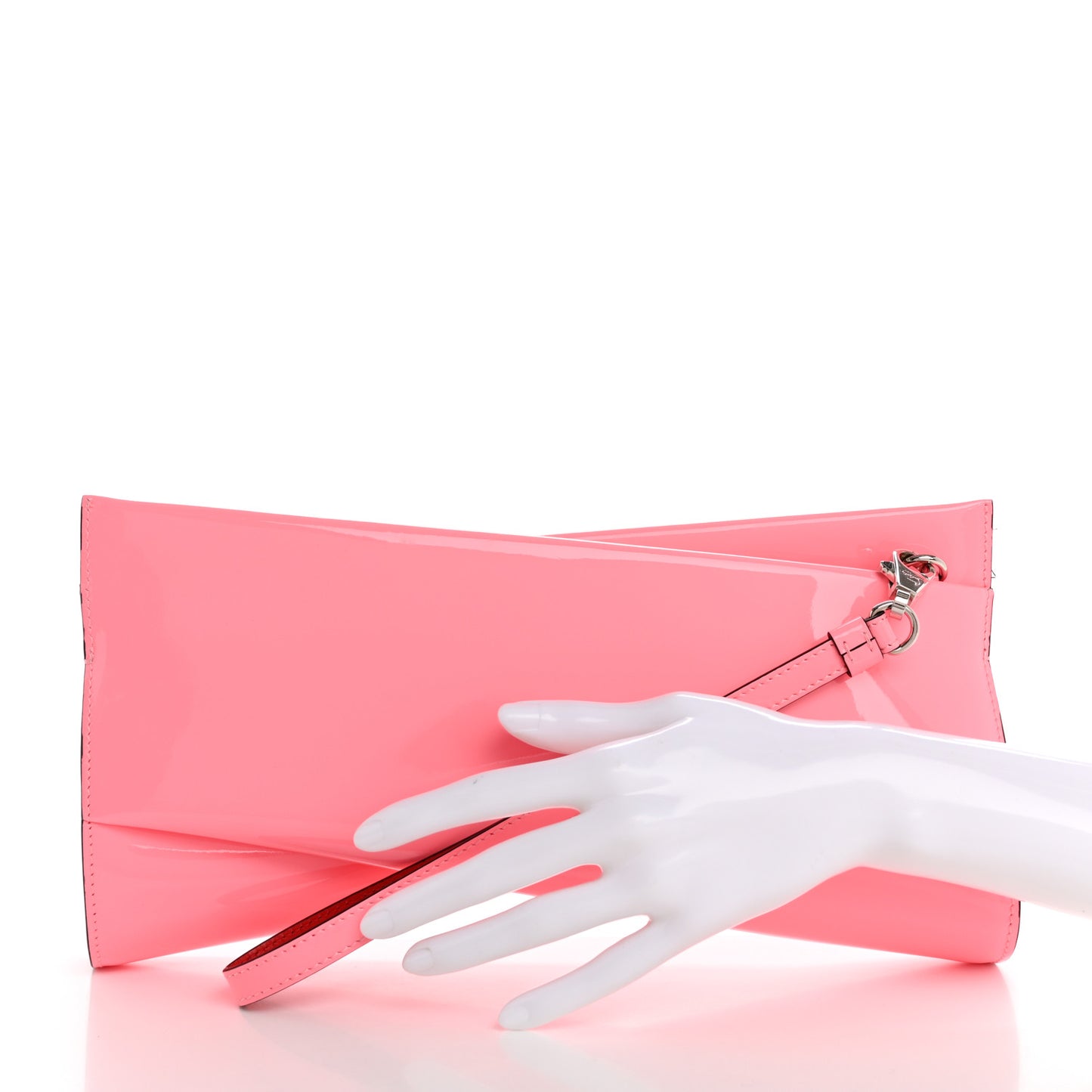 Patent Loubi Twist Zip Clutch Bag Bubble Gum