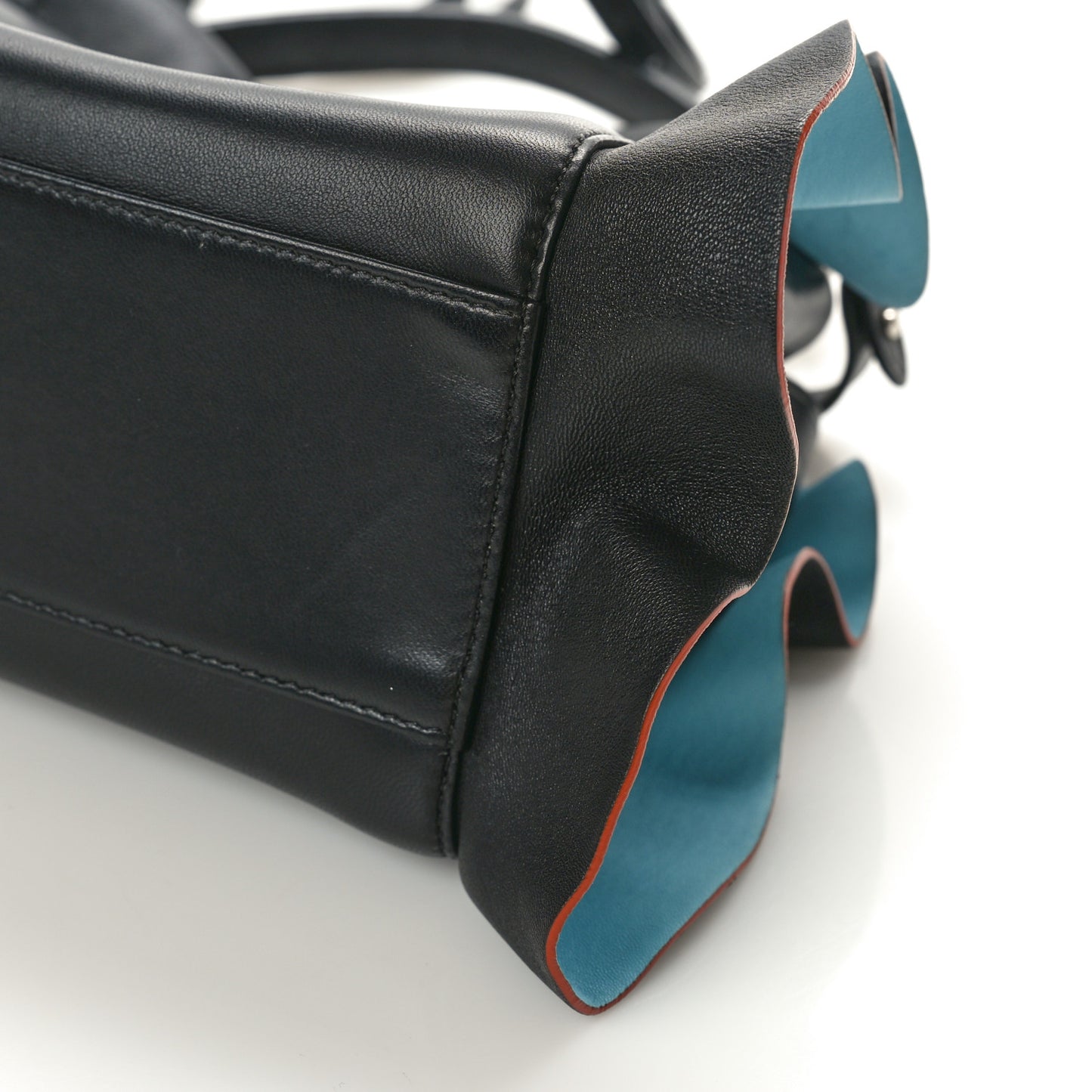 Nappa Waves Bi-Color Mini Peekaboo Iconic Satchel Black Turchese