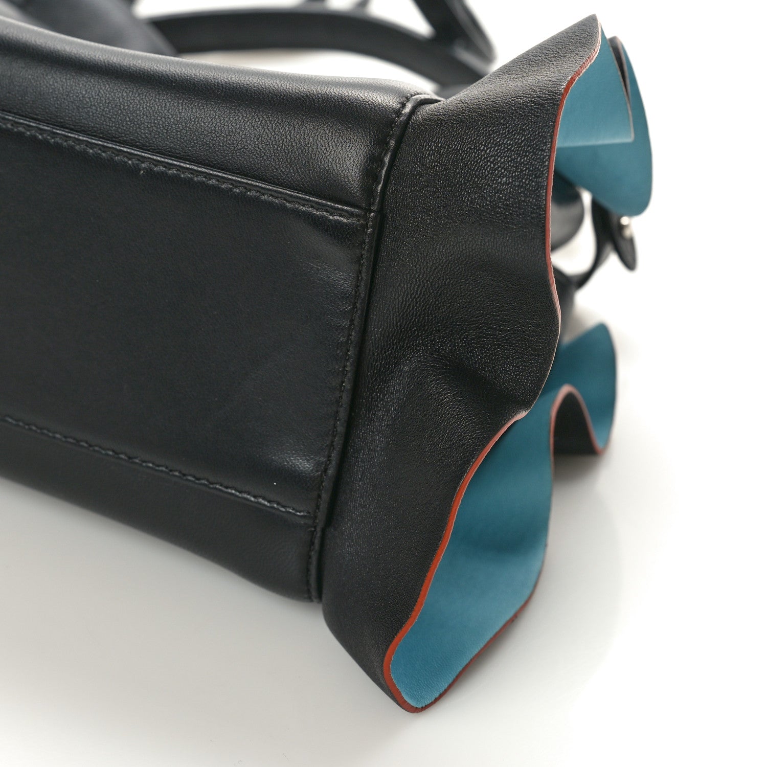 Fendi Nappa Waves Bi-Color Mini Peekaboo Iconic Satchel Black Turchese 9 of 9