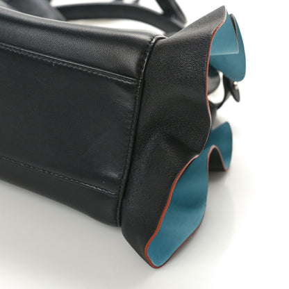 Fendi Nappa Waves Bi-Color Mini Peekaboo Iconic Satchel Black Turchese 9 of 9