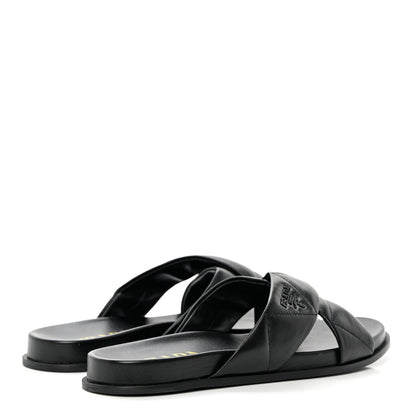 Prada Nappa Logo Quilted Criss Cross Slide Sandals 40 Black 4 of 10