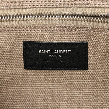 Saint Laurent Linen Calfskin Rive Gauche Tote Optic White 6 of 8