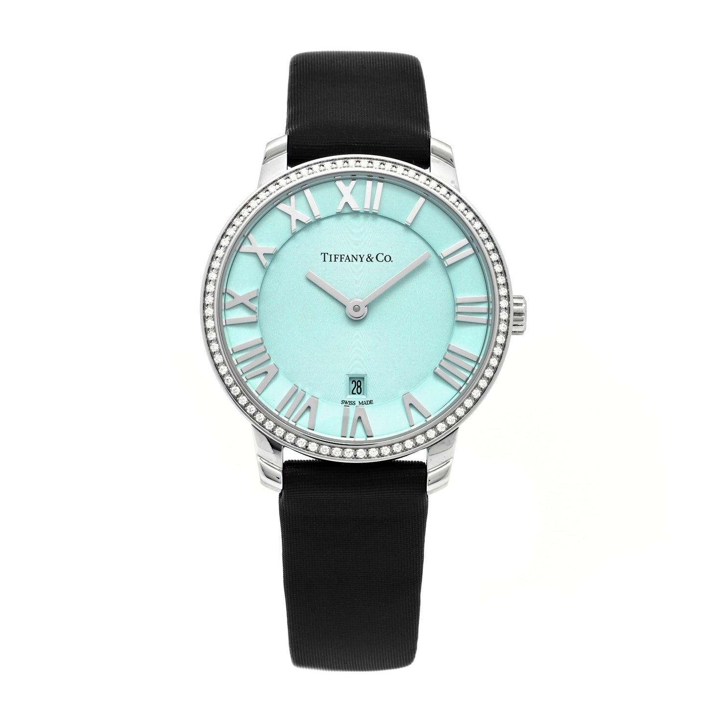 Stainless Steel Satin Diamond Bezel 31mm Atlas 2-Hand Quartz Watch Tiffany Blue