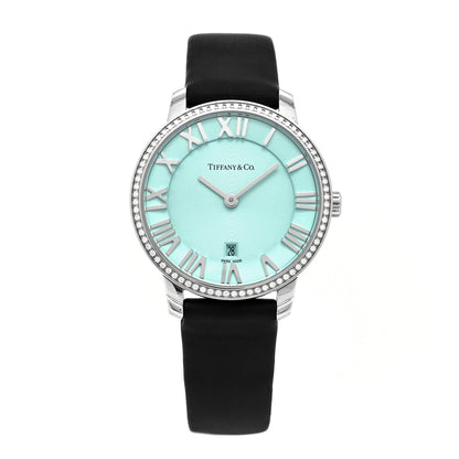 Tiffany Stainless Steel Satin Diamond Bezel 31mm Atlas 2-Hand Quartz Watch Tiffany Blue 1 of 4