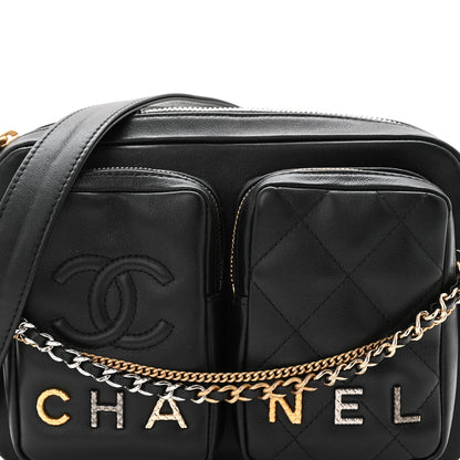 Chanel Calfskin Quilted Small Camera Case Black 14 of 19
