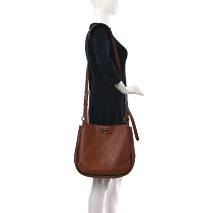 Salvatore Ferragamo Ostrich Reverse Hobo Brown 2 of 9