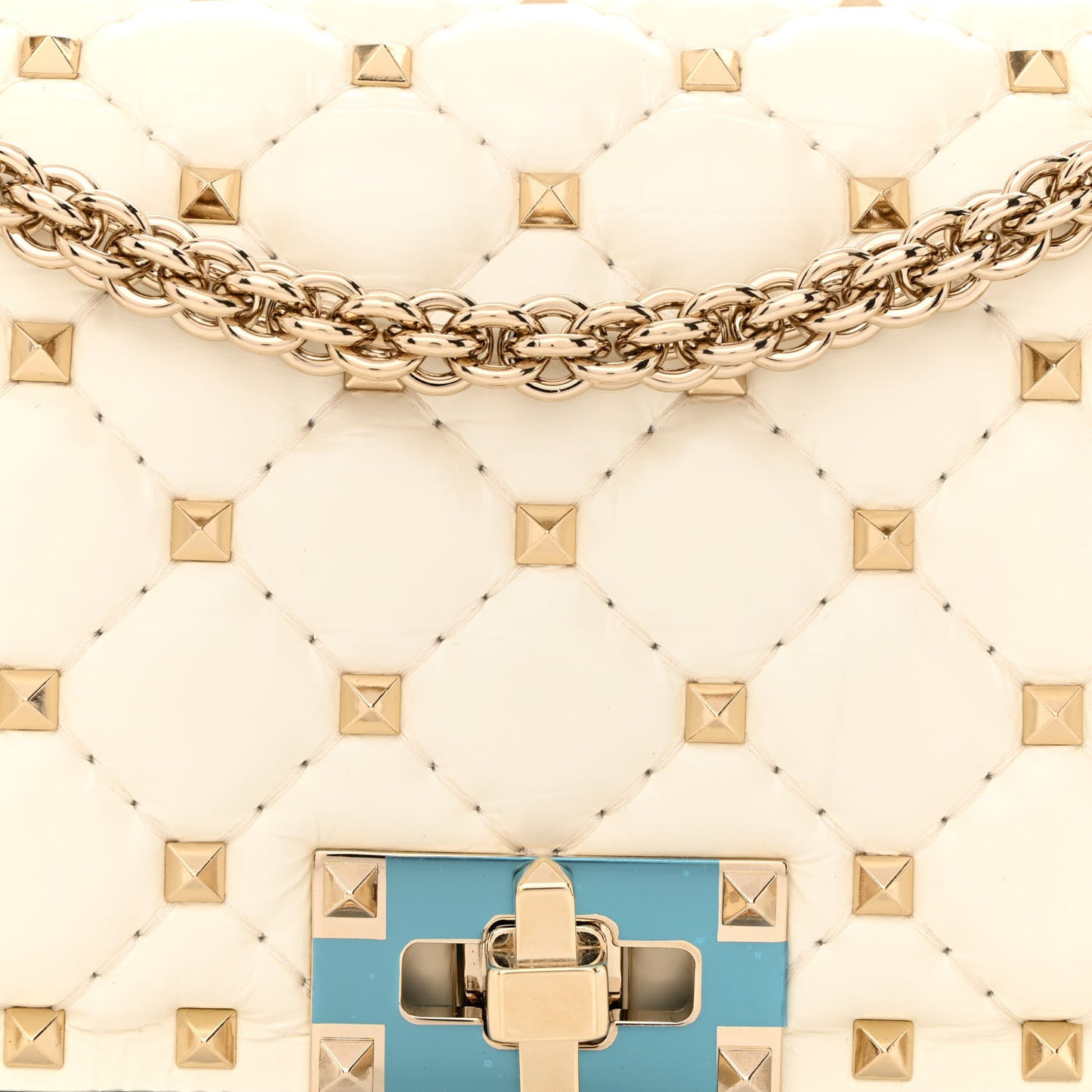 Calfskin Rockstud Spike Convertible Shoulder Bag Ivory