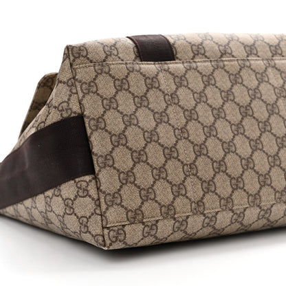 Gucci GG Plus Monogram Double Buckle Flap Messenger Bag Beige Ebony 8 of 11