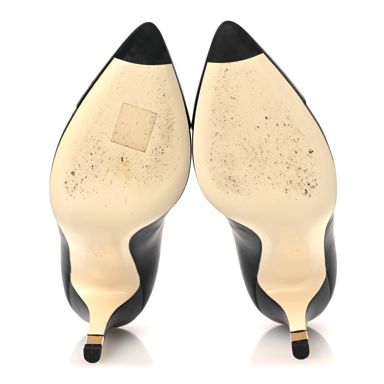 Chanel Lambskin Cap Toe CC Pumps 38 Black 7 of 11
