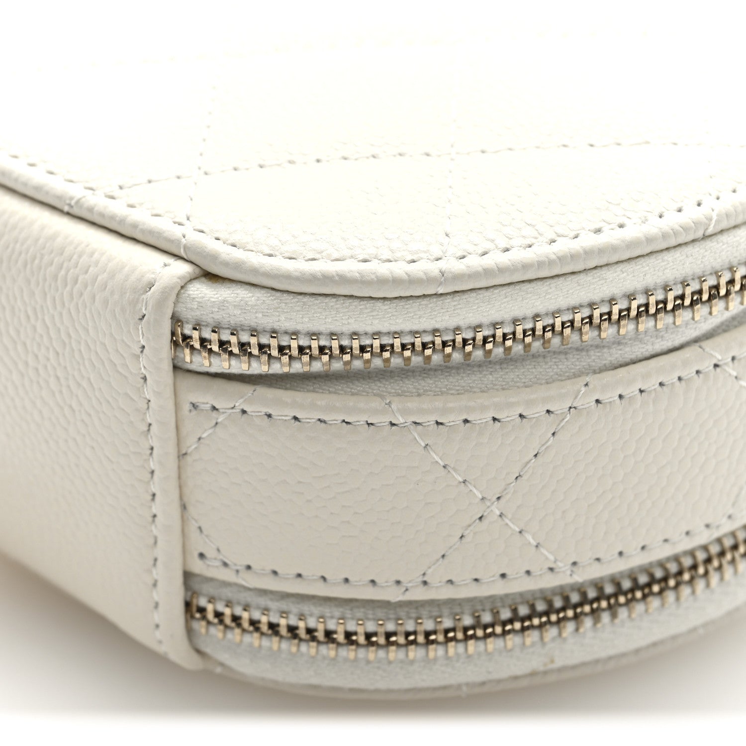 Chanel Caviar Quilted Round Handle With Care Vanity With Chain White 11 of 12