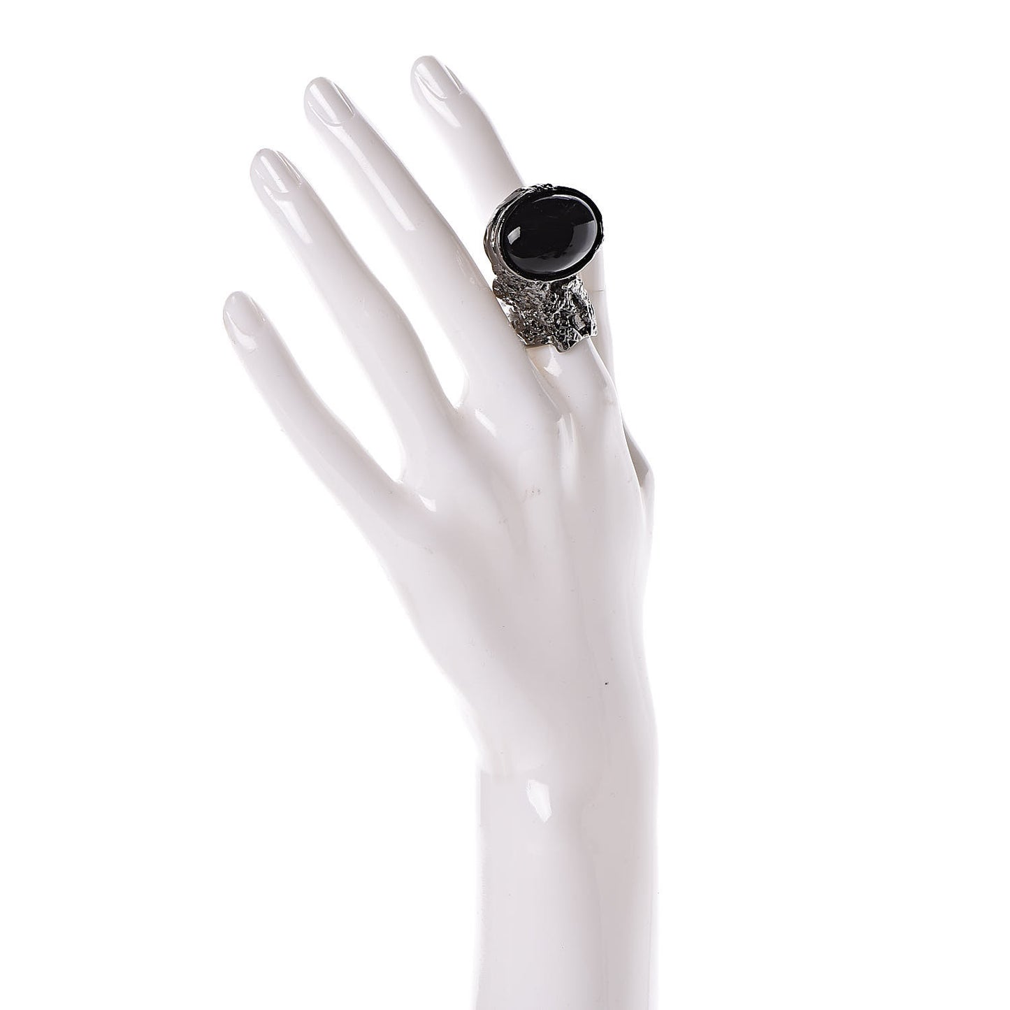 Glass Cabochon Gunmetal Arty Ovale Ring 5 Black