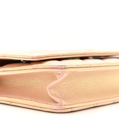 Chanel Iridescent Calfskin Quilted Wallet On Chain WOC Pink 10 of 12