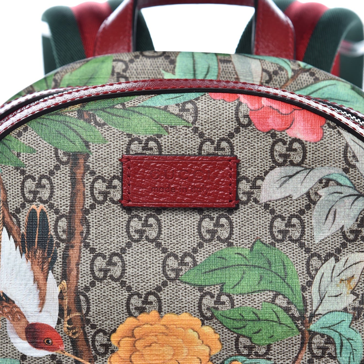 Gucci GG Supreme Monogram Tian Web Small Day Backpack Beige Multicolor Red 8 of 8