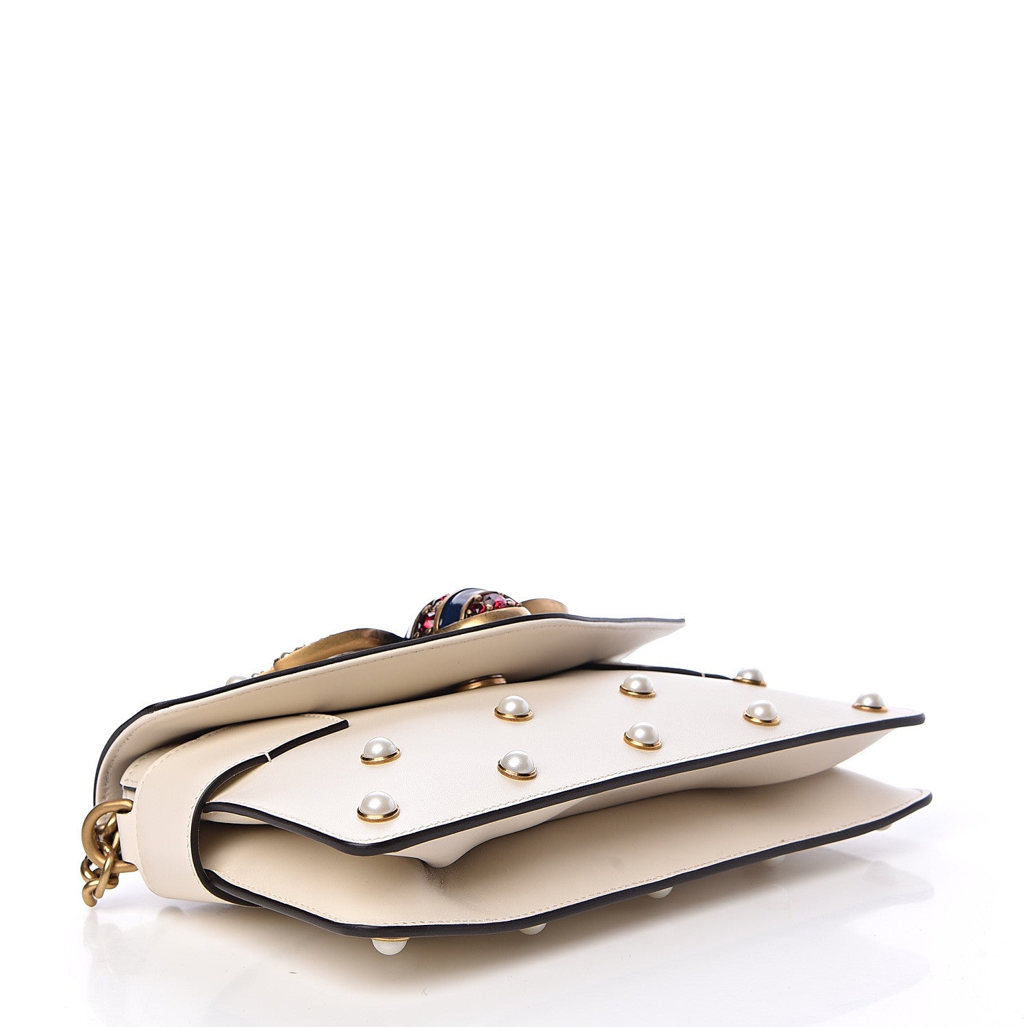 Gucci Nappa Pearl Studded Mini Queen Margaret Broadway Shoulder Bag Mystic White 4 of 10