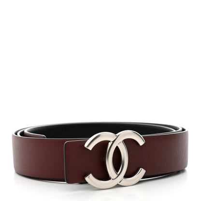 Chanel Calfskin CC Reversible Belt 110 44 Black Burgundy 2 of 6