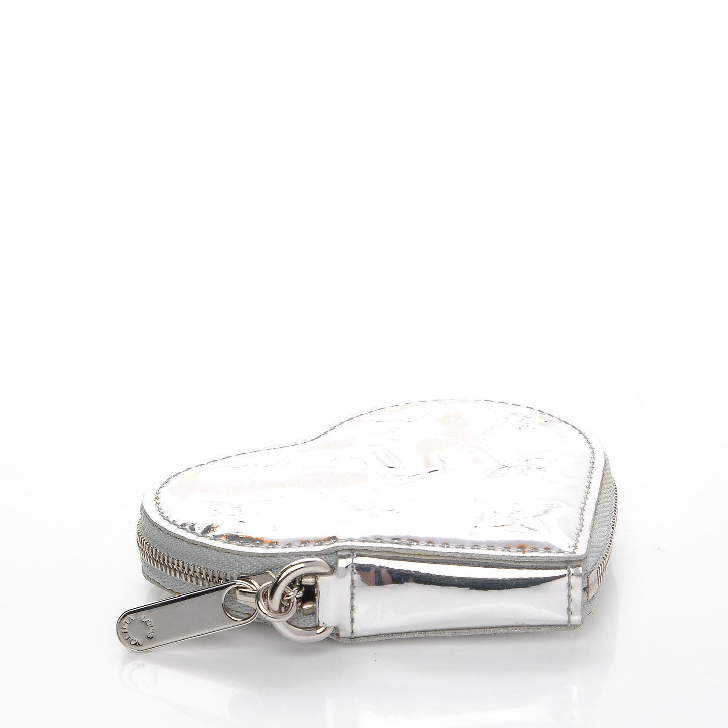 Monogram Miroir Heart Coin Purse Silver