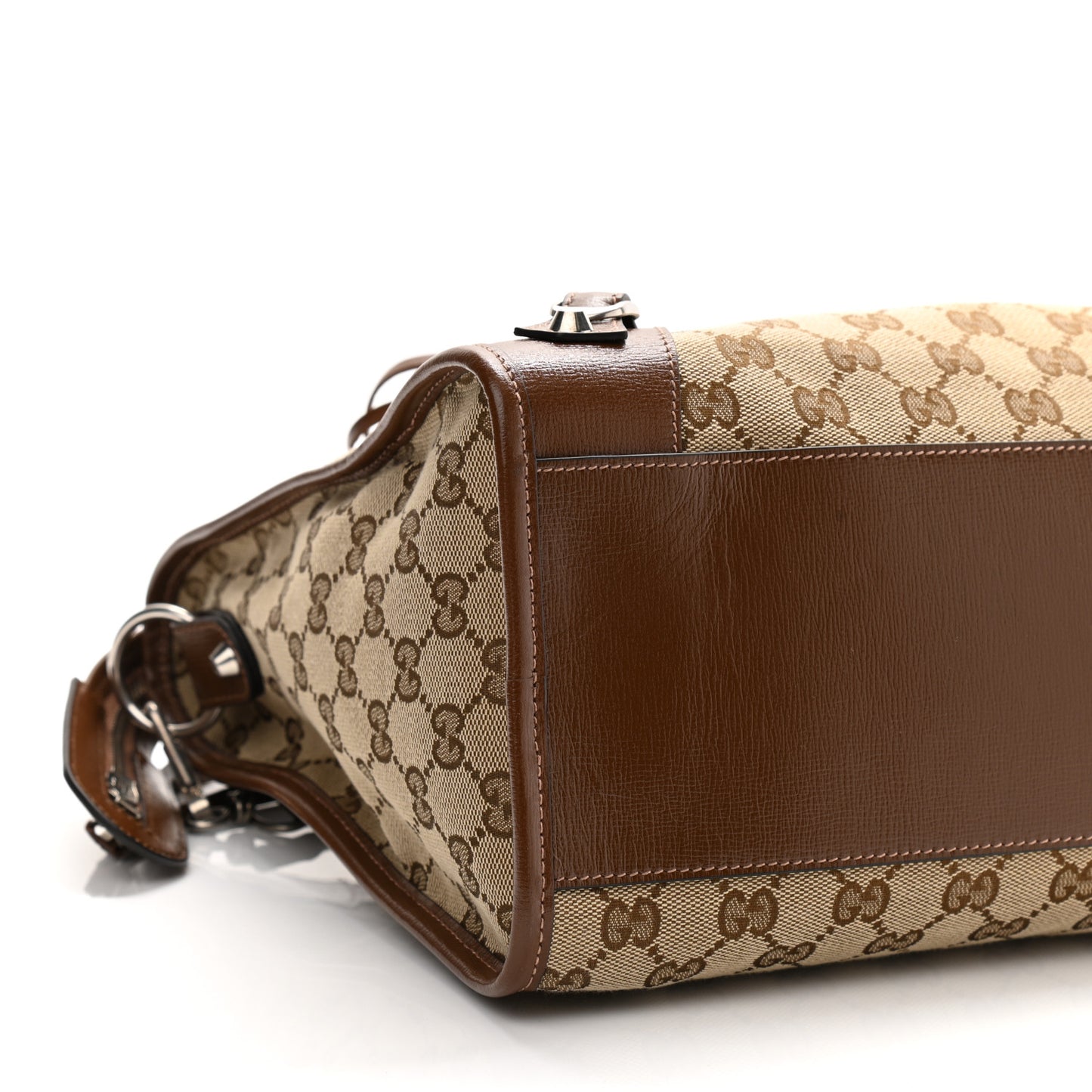 X GUCCI GG Monogram Azalea Calfskin Neo Classic Silver Hardware Medium City Beige Ebony Brown Sugar