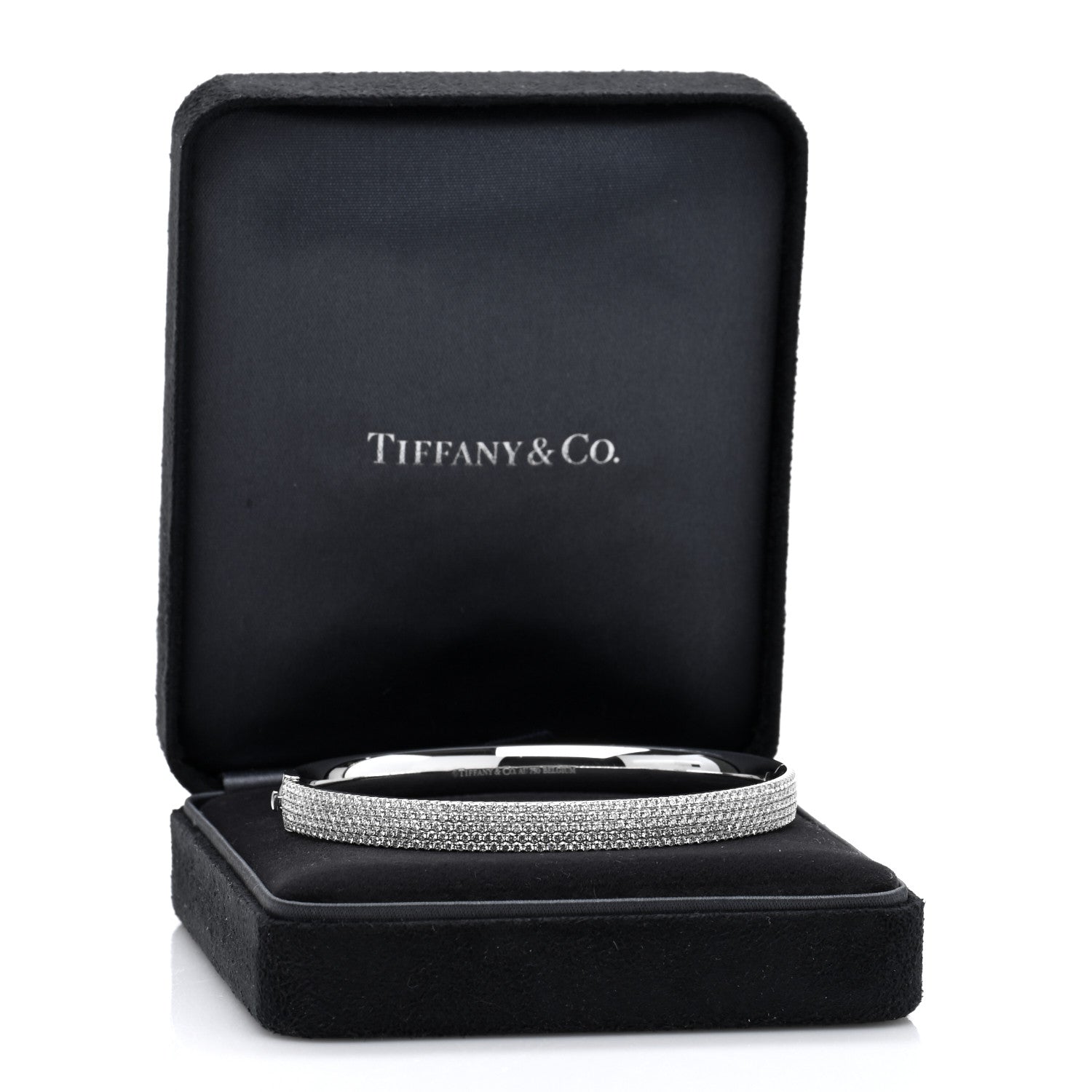 Tiffany 18K White Gold Diamond Metro Five-Row Hinged Bangle Bracelet 4 of 4