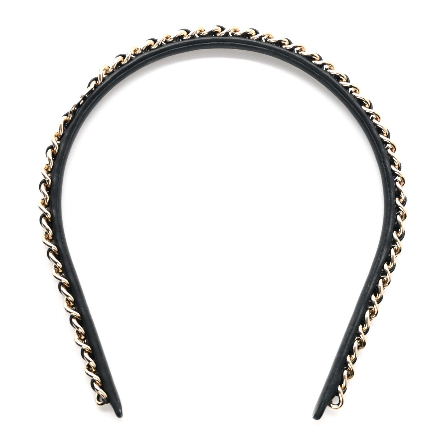Lambskin Metal CC Chain Headband Black Gold