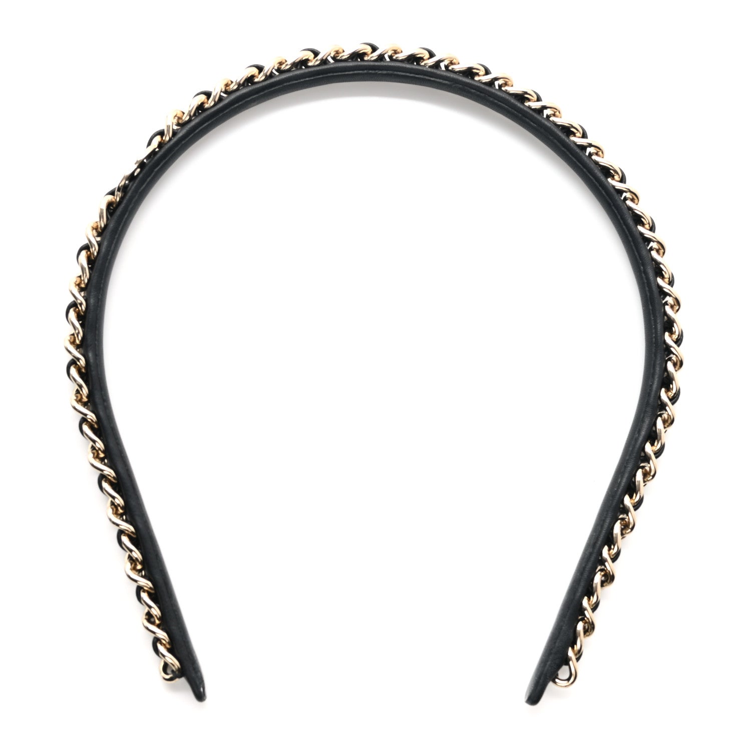 Chanel Lambskin Metal CC Chain Headband Black Gold 1 of 5
