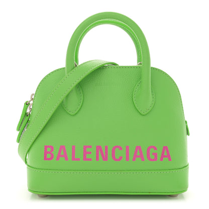 Balenciaga Grained Calfskin Logo XXS Ville Top Handle Bag Light Green Fuchsia 1 of 11