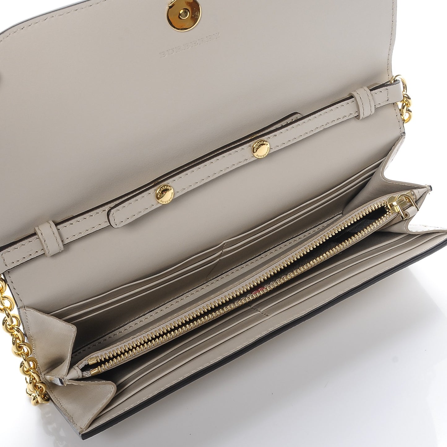 Grainy Calfskin Henley Wallet On Chain Limestone