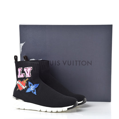 Louis Vuitton Stretch Fabric LV Black Heart Sock Sneaker 36.5 Black 10 of 10
