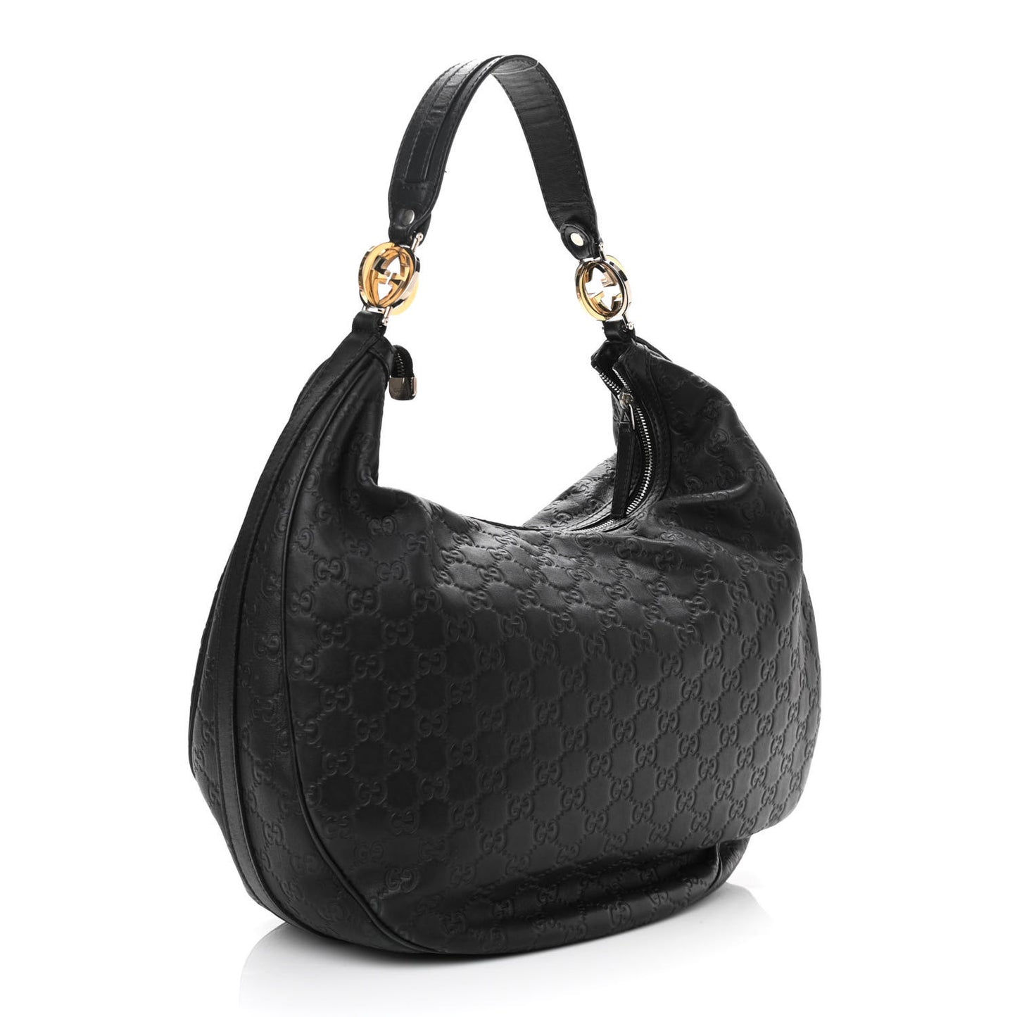 Guccissima Large GG Twins Hobo Black