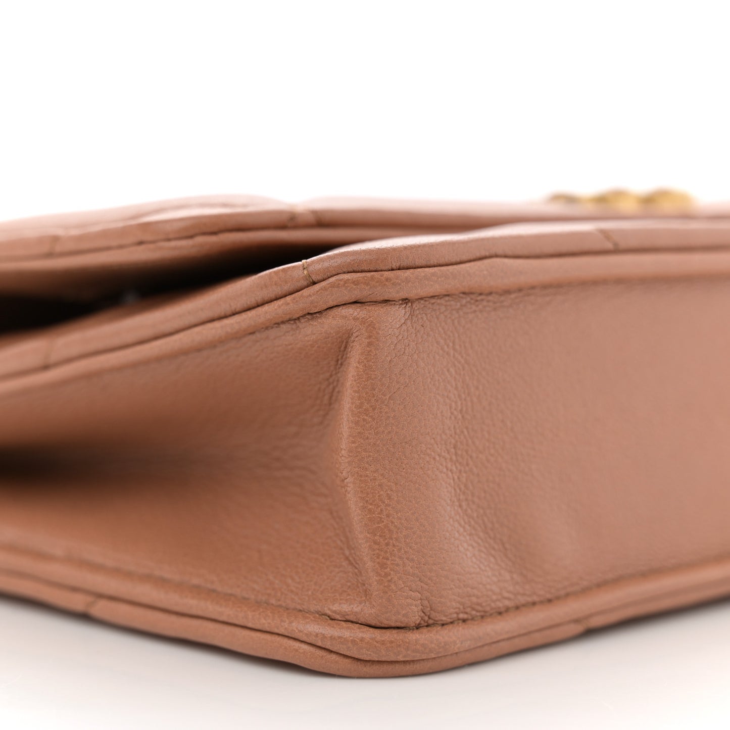 Lambskin Quilted Chanel 19 Wallet On Chain WOC Brown