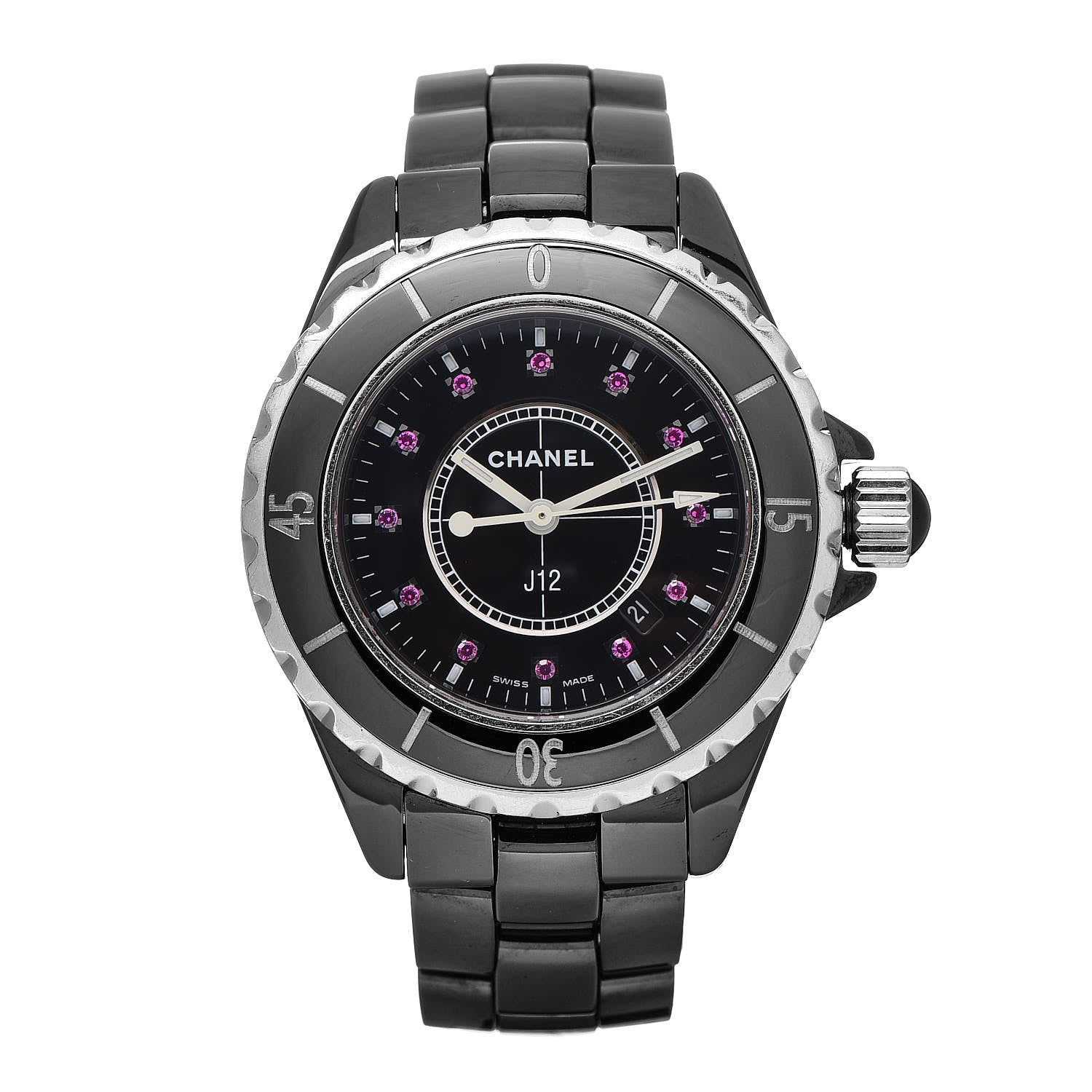 Chanel Stainless Steel Ceramic Ruby 33mm J12 Quartz Watch Black 1 of 7