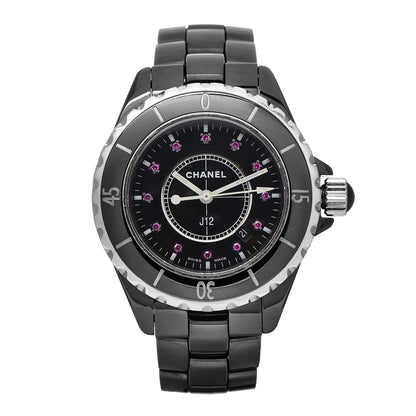 Chanel Stainless Steel Ceramic Ruby 33mm J12 Quartz Watch Black 1 of 7