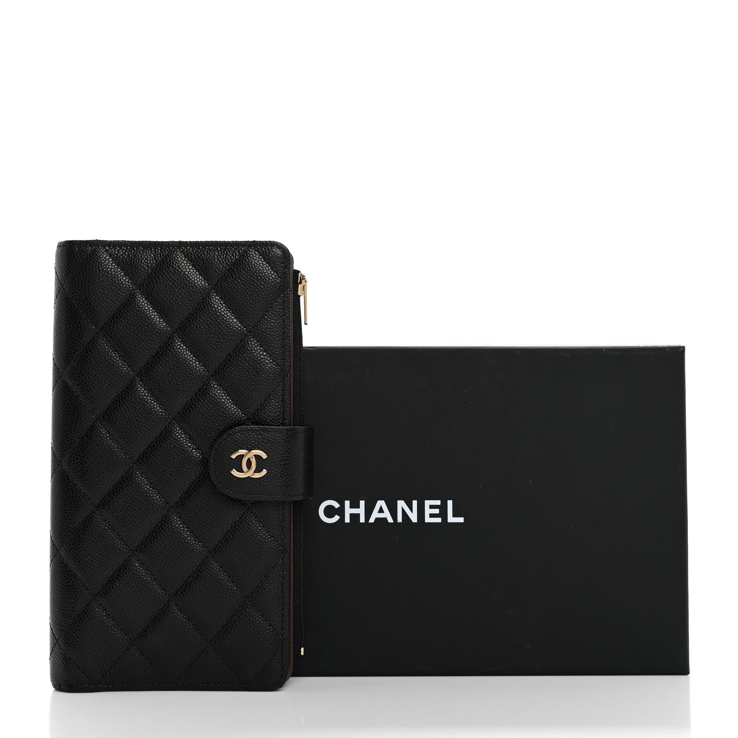 Chanel Caviar Quilted Long Zip Wallet Black 9 of 9