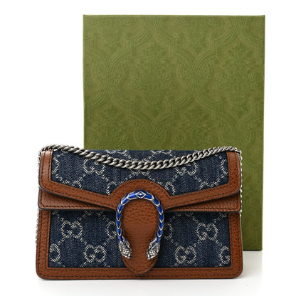 Gucci New Denim GG Monogram Dollar Calfskin Enamel Super Mini Dionysus Shoulder Bag Blue Tea Cuir Epilog Electric Blue 11 of 11