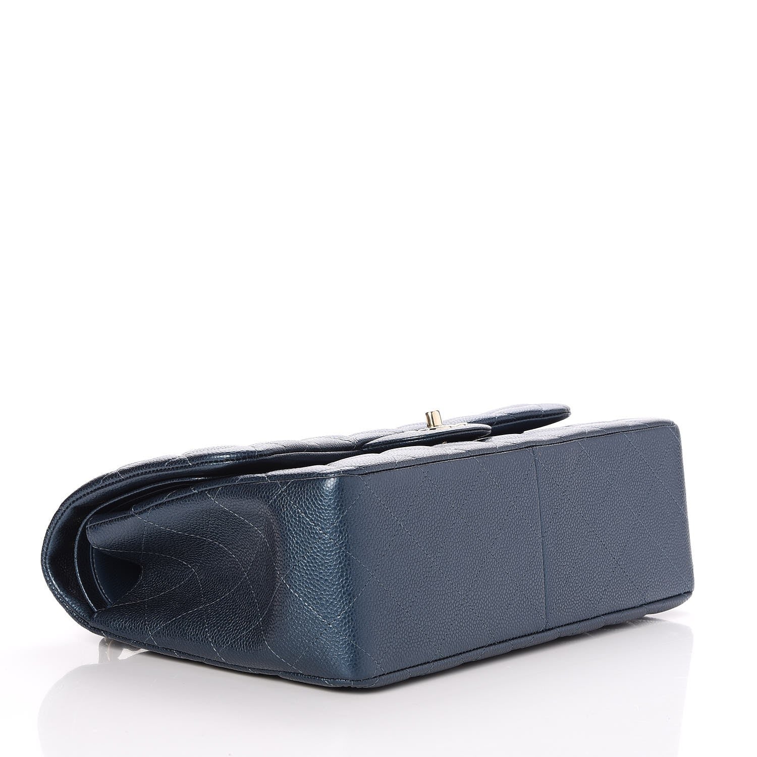 Chanel Metallic Caviar Jumbo Double Flap Blue 5 of 9