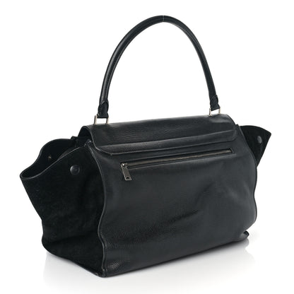 Celine Drummed Calfskin Suede Large Trapeze Black 3 of 10