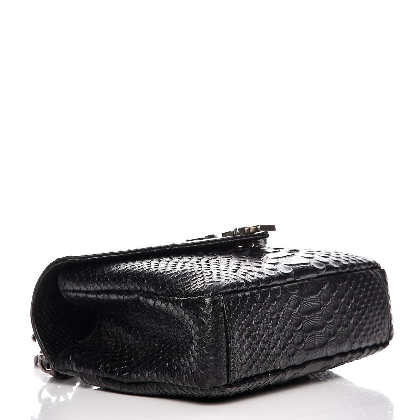 Calfskin Python Embossed Monogram Medium College Bag Black