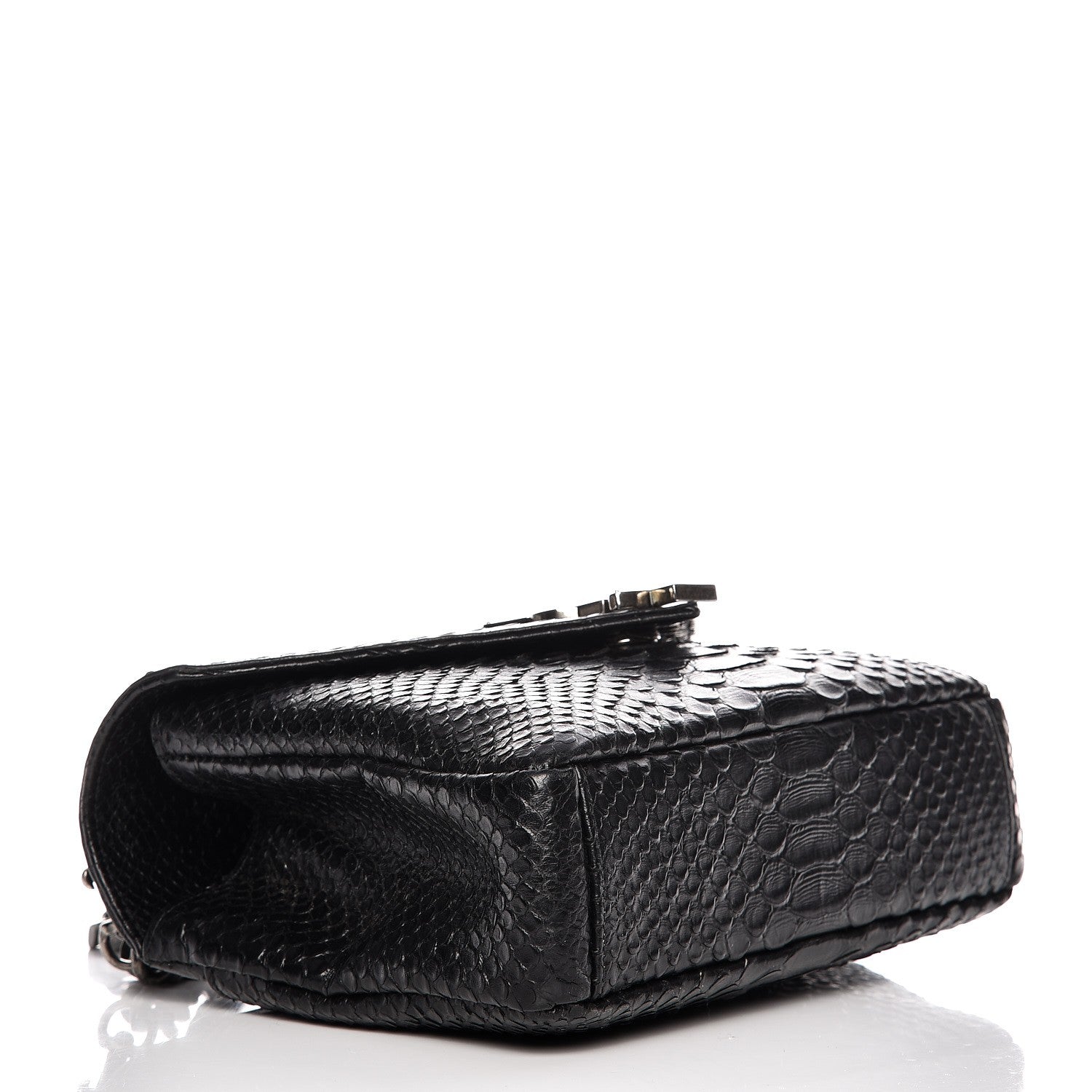 Saint Laurent Calfskin Python Embossed Monogram Medium College Bag Black 5 of 8