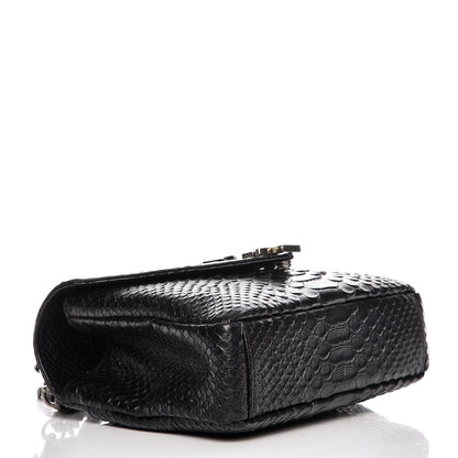 Saint Laurent Calfskin Python Embossed Monogram Medium College Bag Black 5 of 8