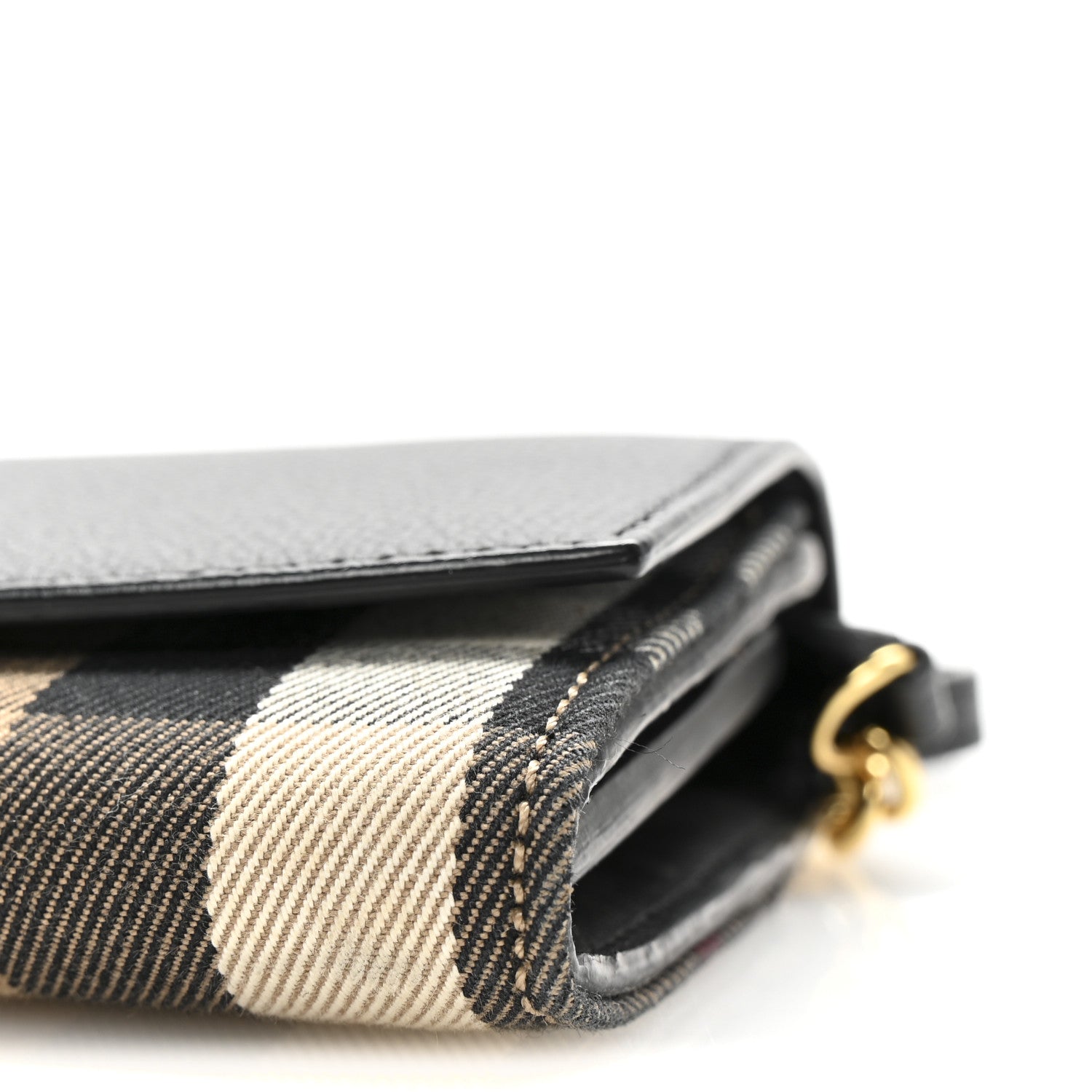 Burberry Grainy Calfskin House Check Henley Wallet On Chain Black 9 of 9