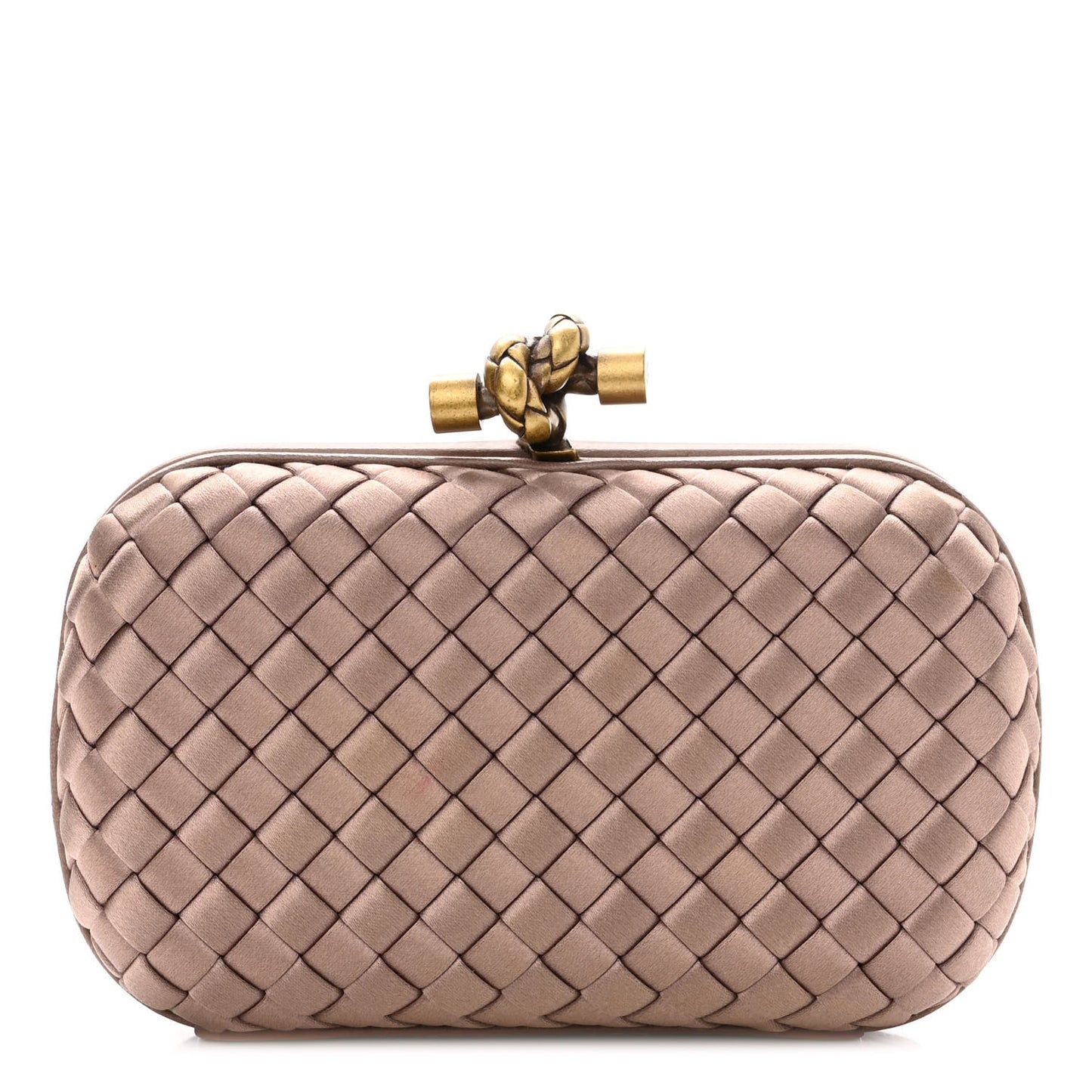 Satin Intrecciato Knot Clutch Nude