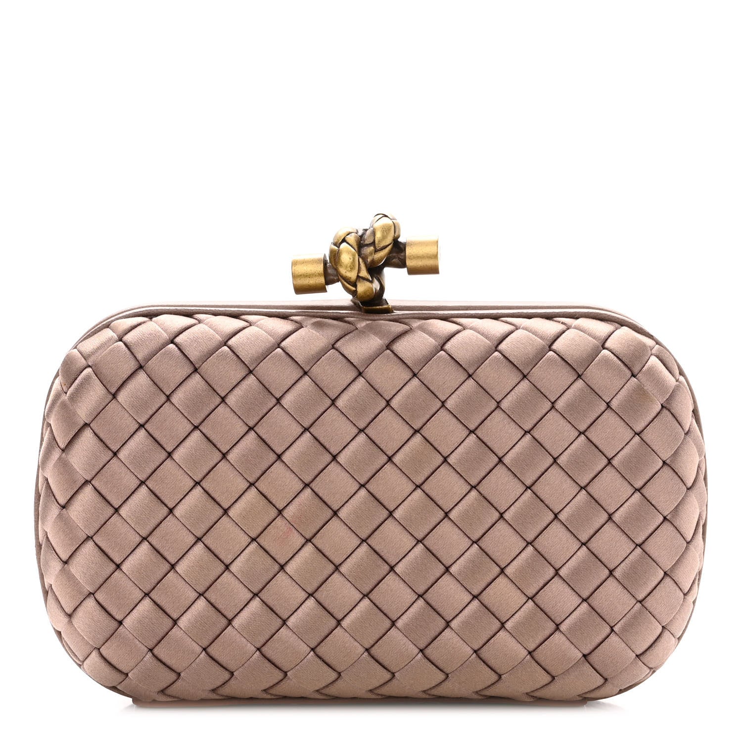 Bottega Veneta Satin Intrecciato Knot Clutch Nude 1 of 9
